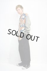 COMME des GAR?ONS SHIRT - Navy / Gray 虎柄切り替えジップアップシャツ