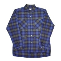 yotsuba - Cotton & Rayon Shadow Check Shirt [Blue]