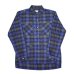 画像1: yotsuba - Cotton & Rayon Shadow Check Shirt [Blue] (1)