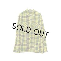 Y's for men - Yellow タータンチェック柄リネン混長袖ワークシャツ