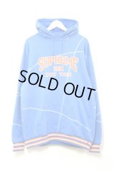 Supreme - Blue カレッジロゴ入りステッチデザインパーカー