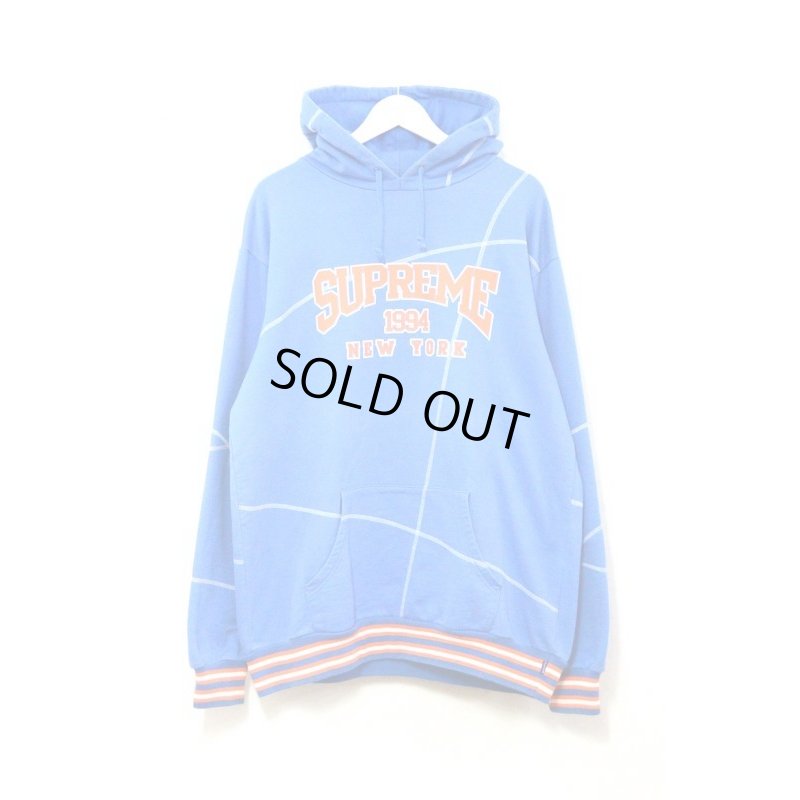 画像1: Supreme - Blue カレッジロゴ入りステッチデザインパーカー