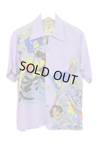 sun surf - Purple 和柄半袖シャツ