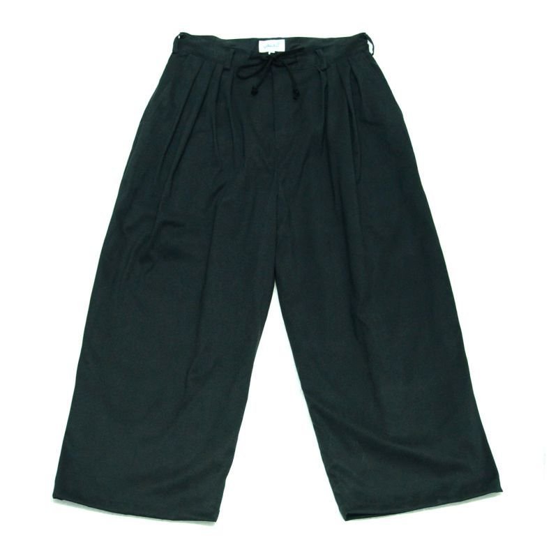 画像1: yotsuba - Fakesuede 4tuck Wide Pants [Black]
