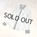 PRADA - light blue シルク切り替え長袖シャツ
