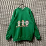 "Three wise monkeys" Pullover Sweat【GREEN】