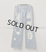 TORNADO MART - Damage & Repair Flared Denim Pants