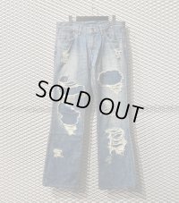 TORNADO MART - Damage & Repair Flared Denim Pants