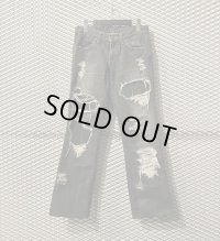 TORNADO MART - Damage & Repair Flared Denim Pants