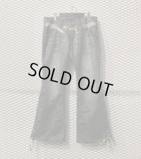 TORNADO MART -  Snake Lace-up Flared Denim Pants 