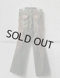 U.S.A Vintage - Leather ＆ Fringe Flared Denim Pants