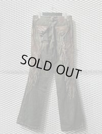 U.S.A Vintage - Leather ＆ Fringe Flared Denim Pants