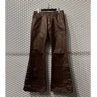 TORNADO MART - Lace-up Coating Flared Pants (Brown)