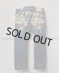 Ed Hardy - Tiger Embroidery Wide Denim Pants