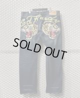 Ed Hardy - Tiger Embroidery Wide Denim Pants