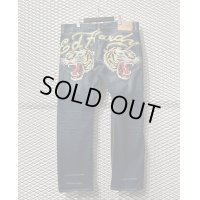 Ed Hardy - Tiger Embroidery Wide Denim Pants