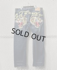 Ed Hardy - Tiger Embroidery Wide Denim Pants