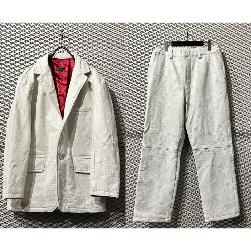 画像1: Franco Collezloni - Embossed Sheep Leather 3B Tailored Setup (White)