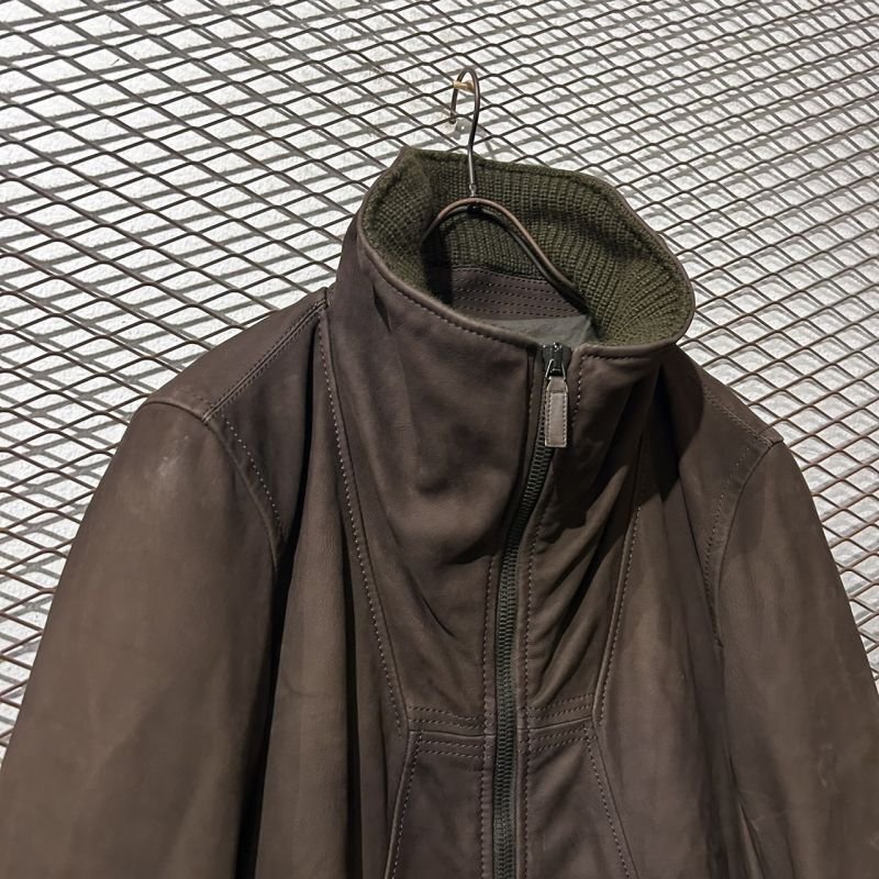 画像2: EMPORIO ARMANI - Calf Leather Highneck Long Jacket