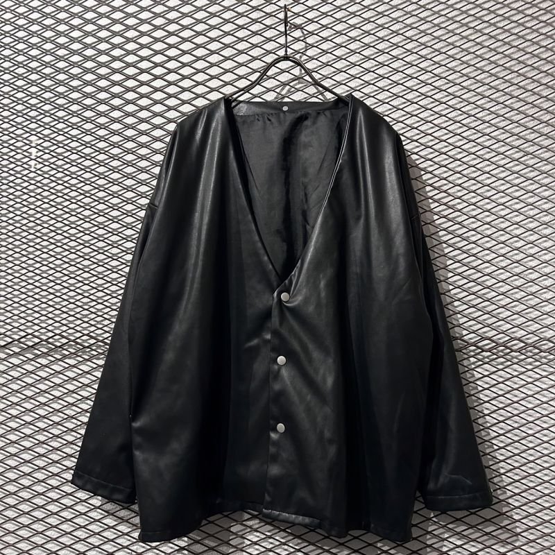 画像1: DANKE SCHON - Nocollar Fake Leather Jacket
