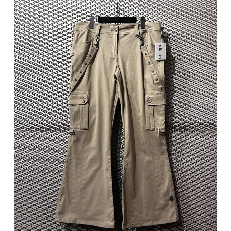 画像1: ILLIG - Suspender Design Flare Cargo Pants (XL)