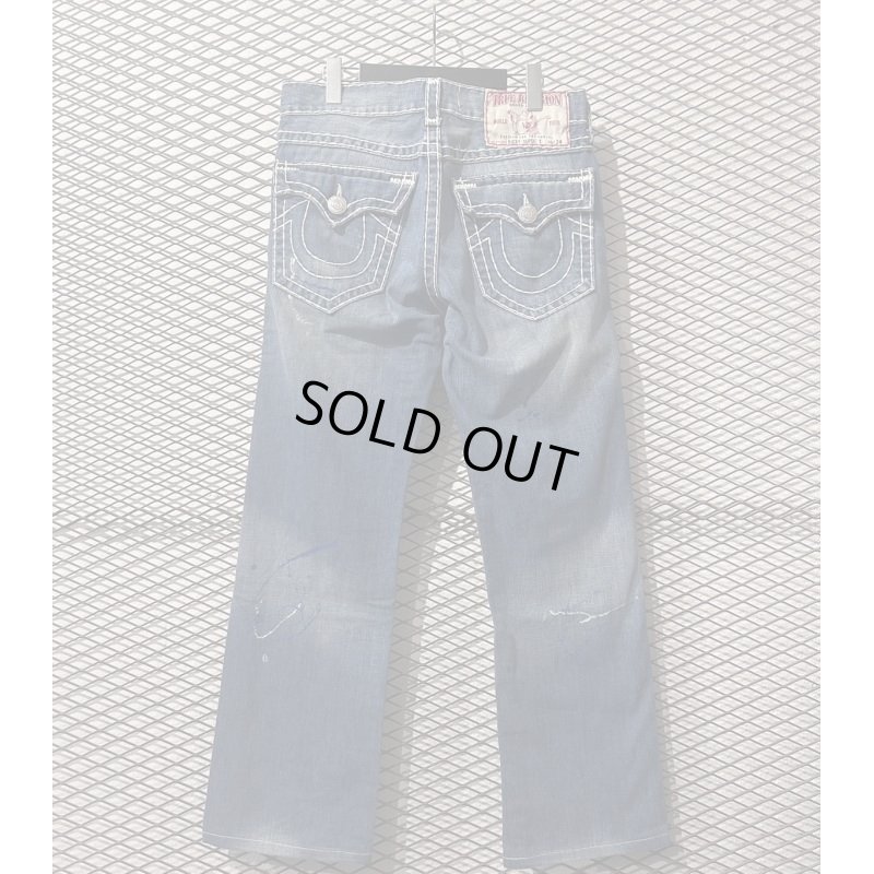 画像1: TRUE REGION - 90's Thick Stitch Flare Denim Pants