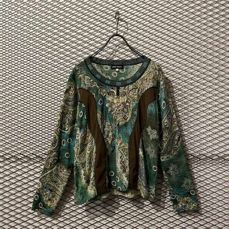 画像1: Used - Sequin Decoration Paisley Pattern Tops