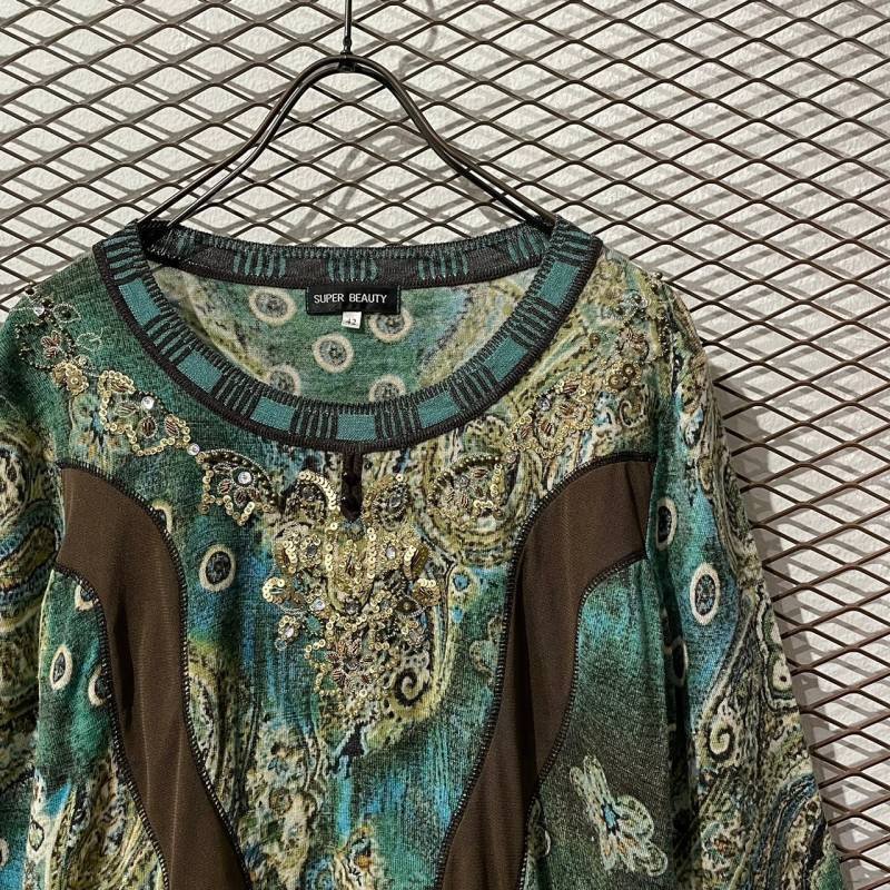 画像4: Used - Sequin Decoration Paisley Pattern Tops