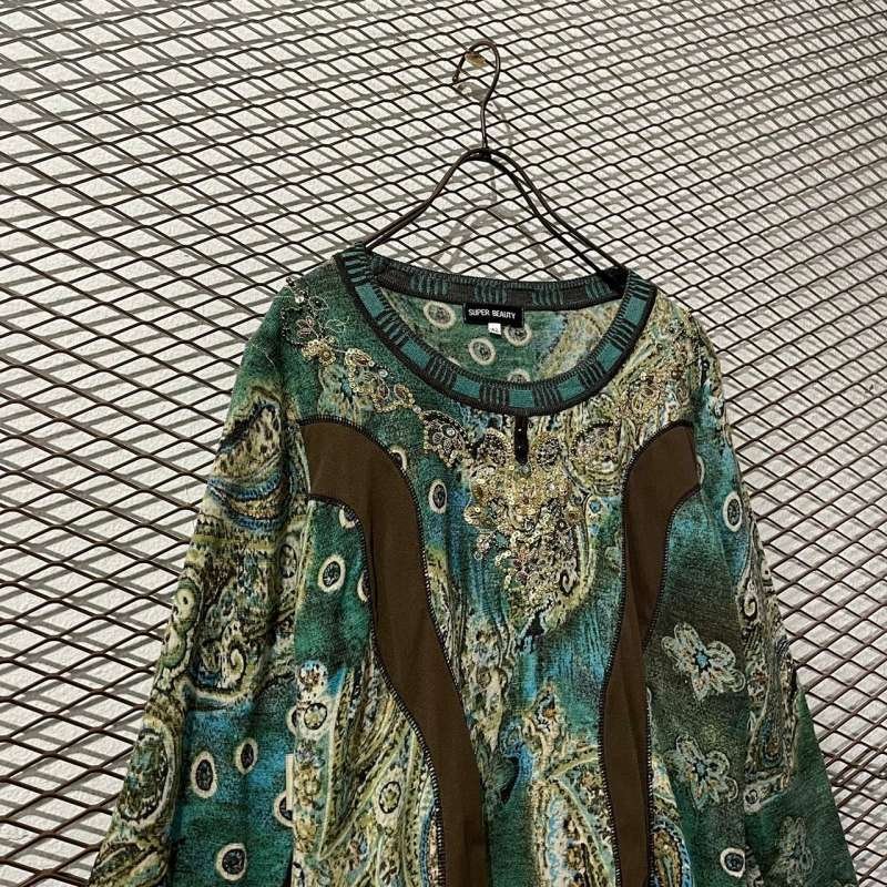 画像2: Used - Sequin Decoration Paisley Pattern Tops