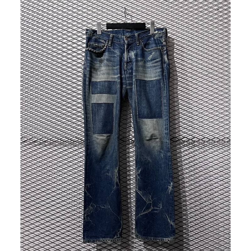 画像1: THEE HYSTERIC XXX - Studs & Patch Denim Pants (Indigo)