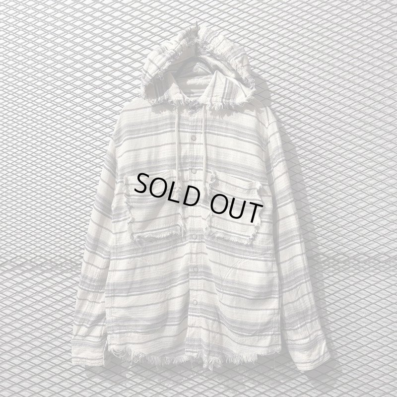 画像1: goa - Frayed Check Hoodie Shirt