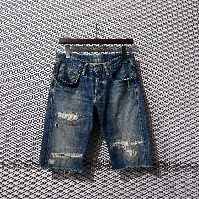 画像1: HYSTERIC GLAMOUR - Studded & Repaired Denim Shorts