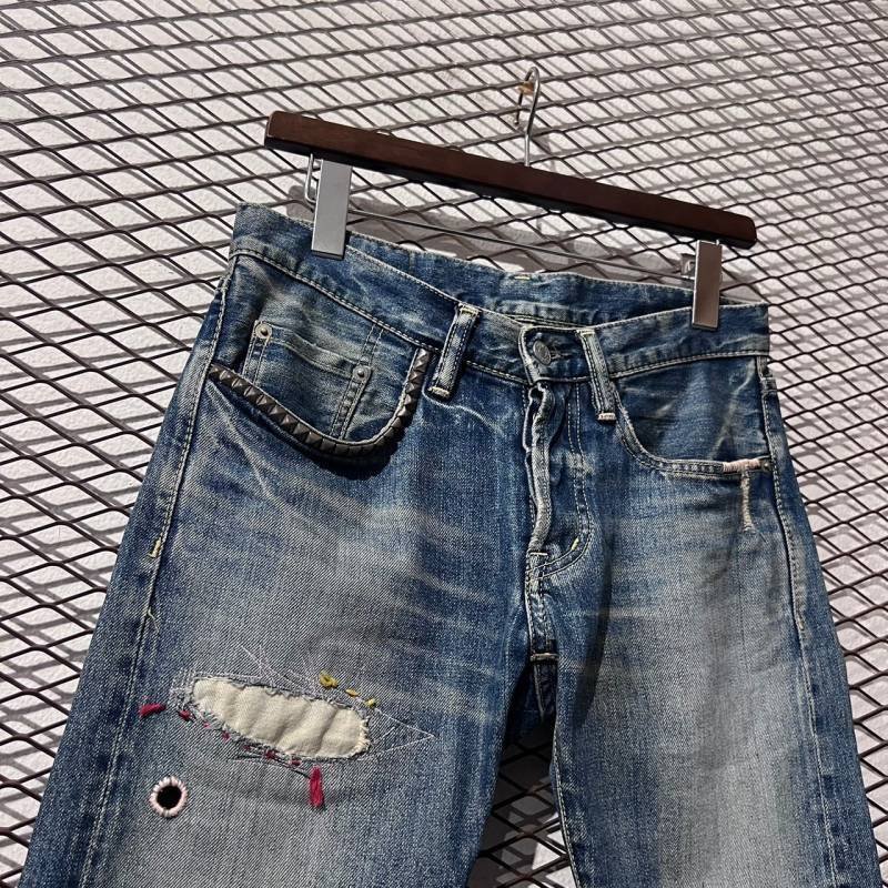 画像2: HYSTERIC GLAMOUR - Studded & Repaired Denim Shorts