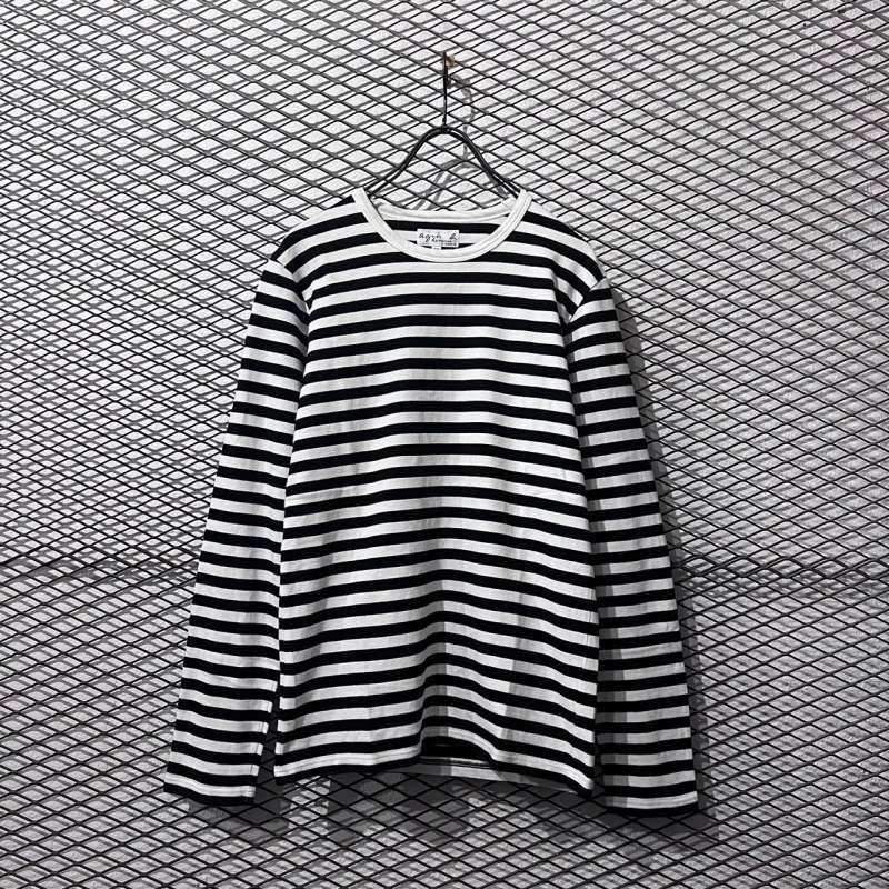 画像1: agnes b. - Border L/S Tee ( Black × White )