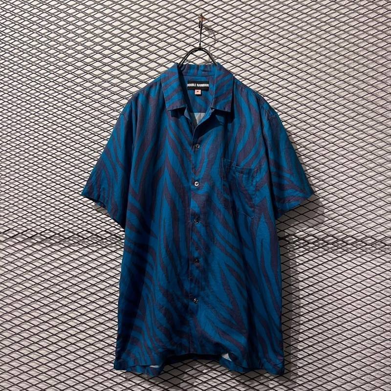 画像1: DOUBLE RAINBOUU - "Geometric Pattern" Rayon Open Collar Shirt