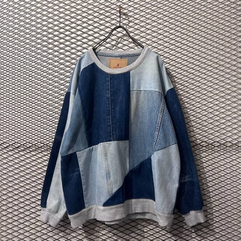 画像1: ANREALAGE - Denim Patchwork Switching Sweat