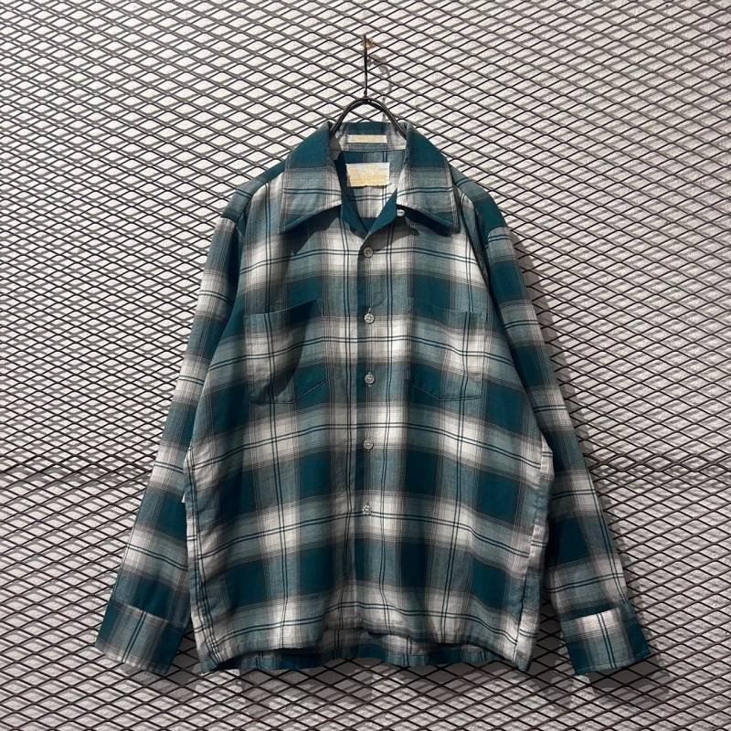 画像1: Sears - 70's Ombre Check Open Collar Shirt