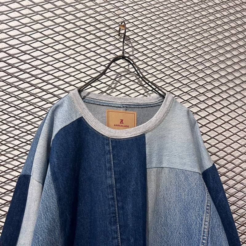 画像2: ANREALAGE - Denim Patchwork Switching Sweat