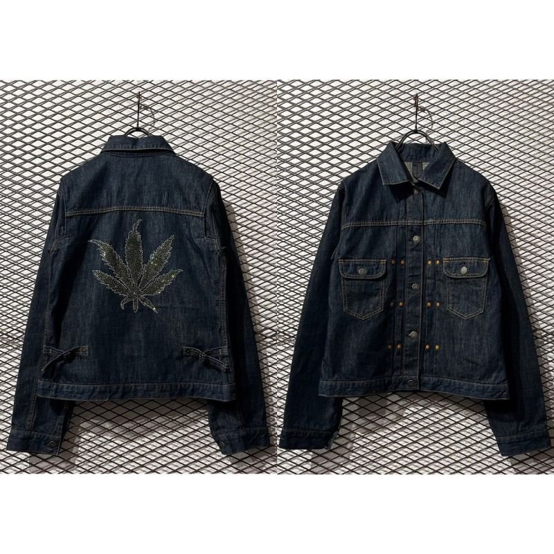 画像1: lucien pellat-finet - "Marijuana" Swarovski 2nd Denim Jacket