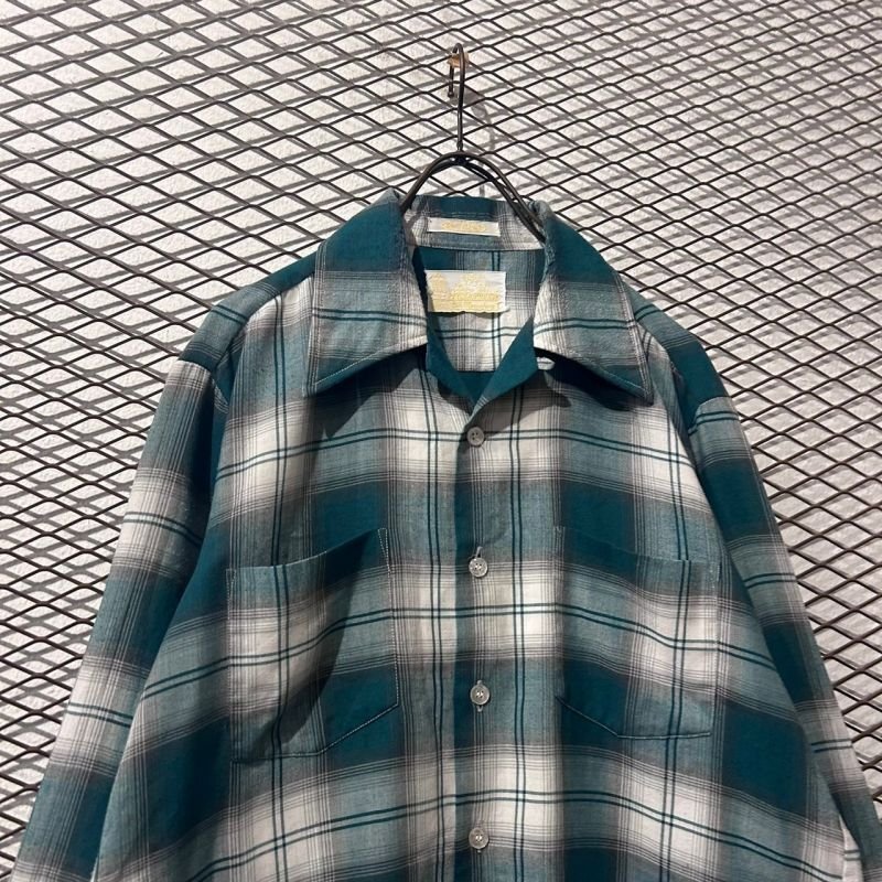 画像2: Sears - 70's Ombre Check Open Collar Shirt