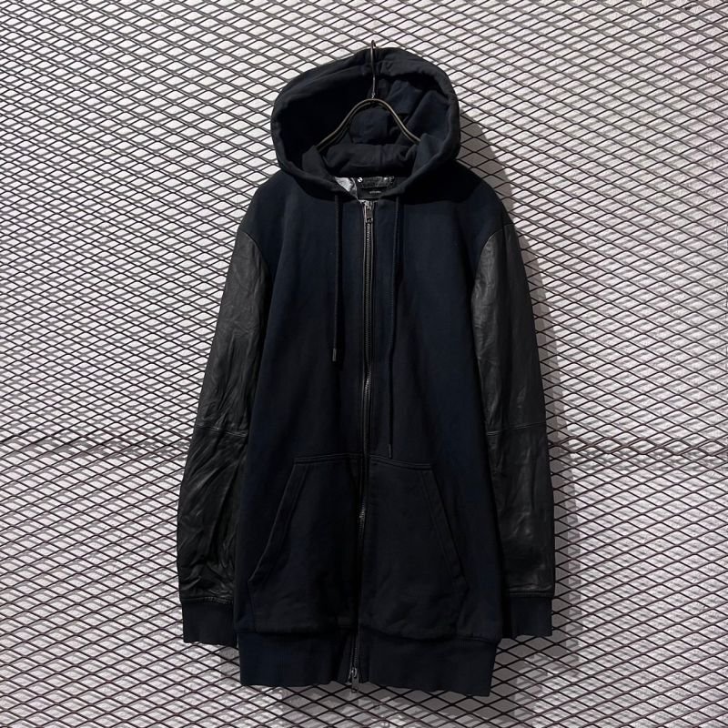 画像1: DIESEL - Leather Switching Long Hoodie