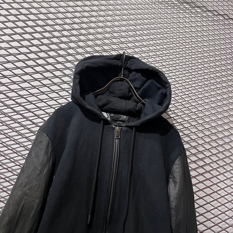 画像2: DIESEL - Leather Switching Long Hoodie