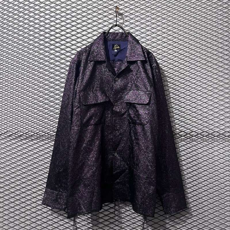 画像1: Needles - Frayed Lame Open Collar Shirt