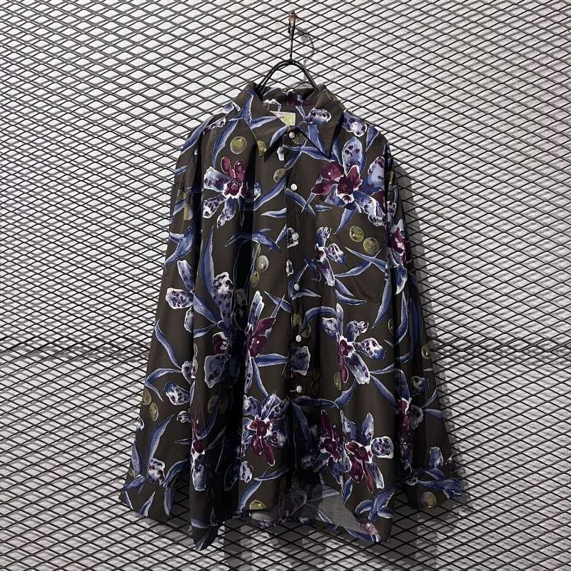 画像1: Used - Flower Pattern Rayon Shirt