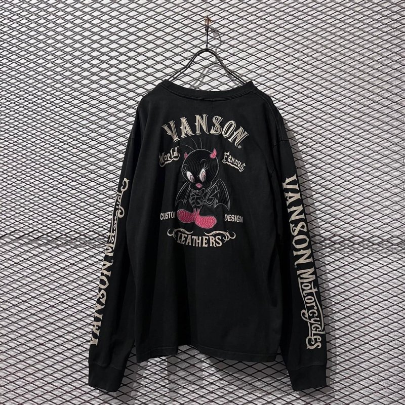 画像1: VANSON - "Tweety Bird" Embroidery L/S Tee (Black)