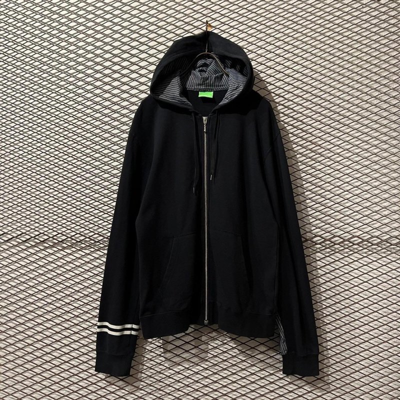 画像1: HECTIC - Striped Switching Zip-up Hoodie