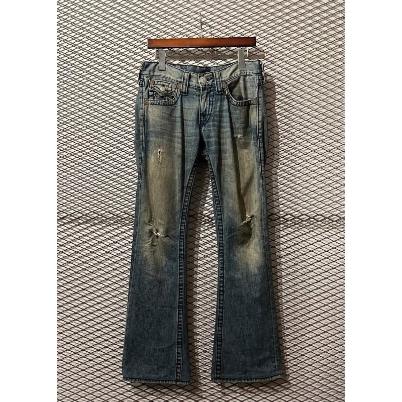 画像1: TRUE RELIGION - Damaged Flare Denim Pants