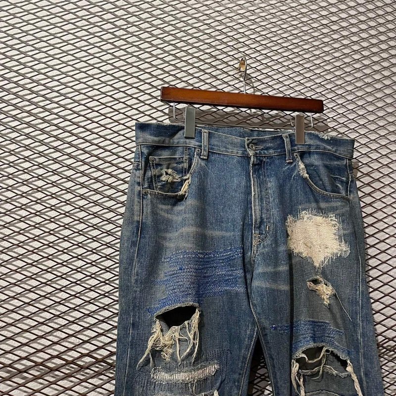 画像2: Whiz Limited - Damaged & Repaired Denim Pants