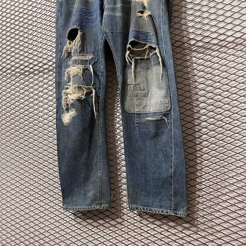 画像3: Whiz Limited - Damaged & Repaired Denim Pants