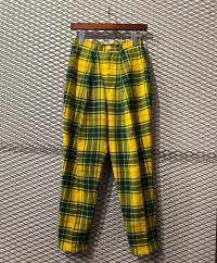 Y's - 90's 3D Cutting Check Pants (BORO)